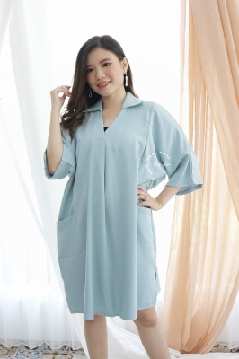  YEONG DRESS Dress Hamil Menyusui Modis - DRO 1031 BIRU MUDA